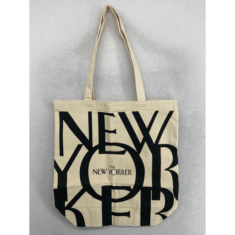 THE NEW YORKER Bag Womens M Tote Shoulder Canvas Cotton Magazine Reusable Beige